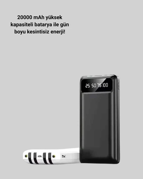 Kamp ve Seyahat İçin 20.000mAh LED Işıklı Hızlı Şarj Powerbank - 3