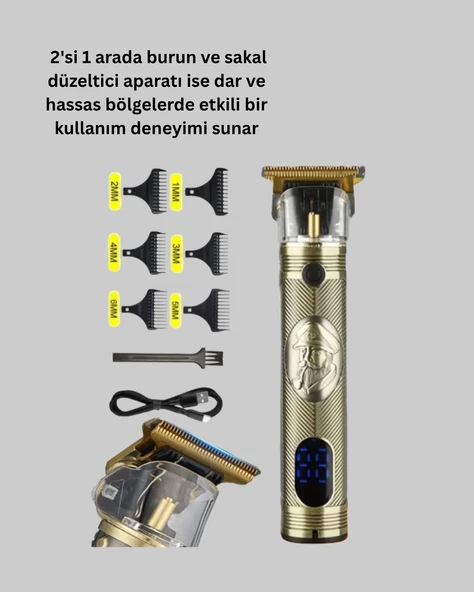 Kablosuz Saç Sakal Düzeltici – Çoklu Başlık ve Taraklı - Resim 4