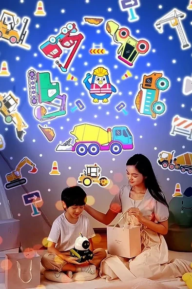 Robot Projeksiyon Gece Lambası Hoparlörlü Şarjlı Yıldızlı Gökyüzü Temalı Led Projeksiyon Lambası - Resim 2