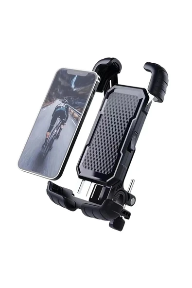 360° Derece Ayarlanabilen Gidon Bağlantılı Bisiklet Motosiklet İçin Abs 4-7.8″ İnç Telefon Tutucu - Resim 2