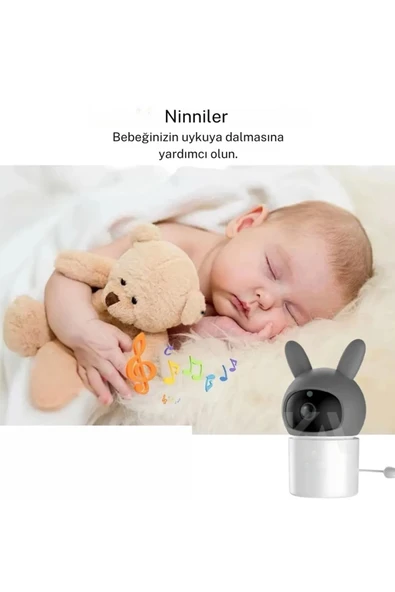 Bebek Kamerası Kumandalı Monitörlü Karşılıklı Konuşma Özellikli , Hatırlatıcılı Ip Bebek Kamerası - 4