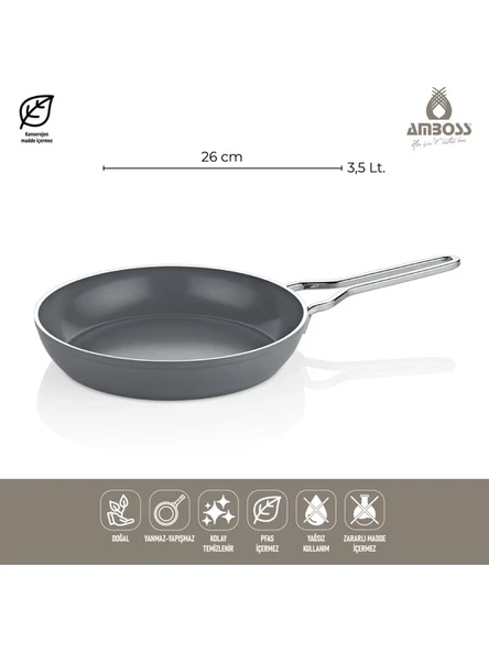 AMBOSS Sera Nova 7 Parça Seramik Tencere Tava Seti Gri - 4