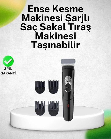 Kablosuz, Paslanmaz Çelik lı Profesyonel Saç ve Sakal Tıraş Makinesi – Sessiz, Güçlü ve Ergonomik