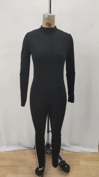 Kadın Uzun Kollu önden Fermuarlı şardonlu Dalgıç Tulum - 5