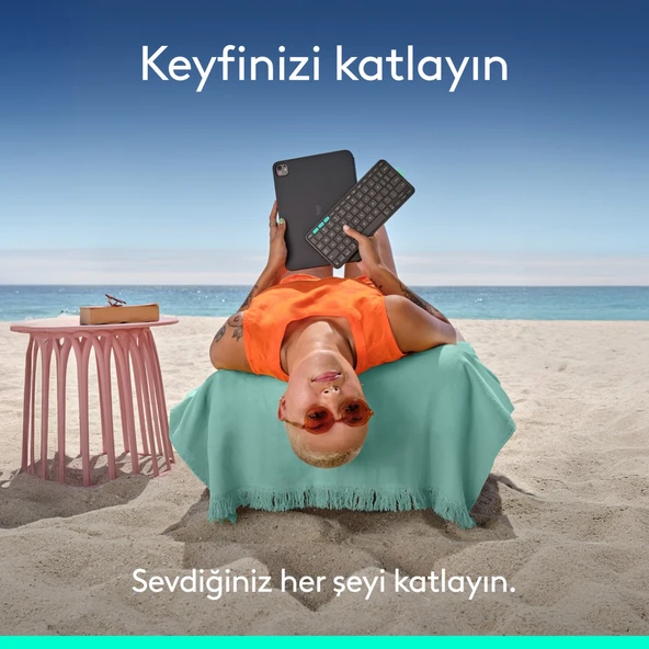 Logitech Flip Folio iPad Pro 11 inç (M4), iPad Air 11 inç (M2 ve M3), iPad Air (5. Nesil) ile Uyumlu Türkçe Klavyeli Tablet Kılıfı, Siyah - Resim 8