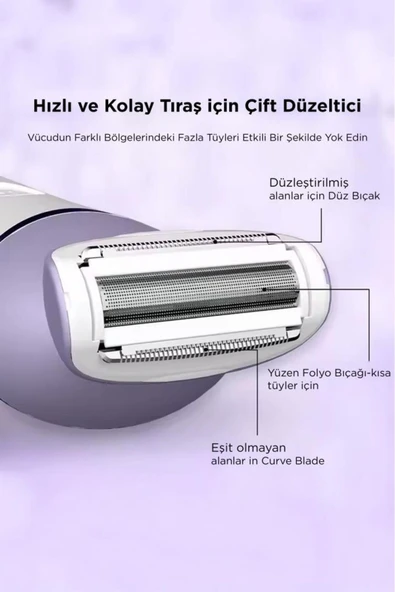 TEP-02 Beyaz 6 Başlıklı (Yüz+Koltuk Altı+Bikini Bölgesi+Bacak) Islak Ve Kuru Kablosuz Epilatö - 2