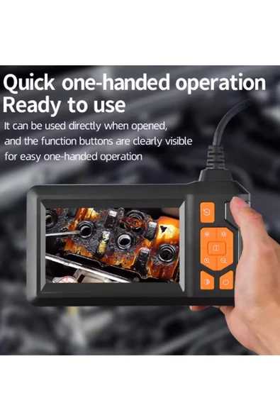 Ekranlı 3 Kameralı 10 Mt Hafıza Kart Destekli Sert Kablo Yılan Endoskop Kamera 8 Mm 4.3 Inc - 5