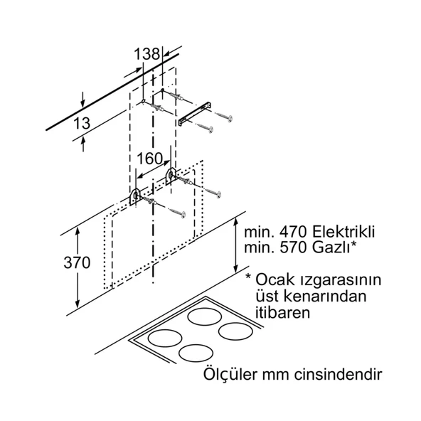 Bosch DWK65AD60R Siyah Duvar Tipi Davlumbaz - 5
