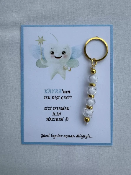 72 Adet Beyaz Renk İsme Özel İlk Dişim Çıktı Diş Partisi Diş Buğdayı Hatırası Hediyelik Anahtarlık