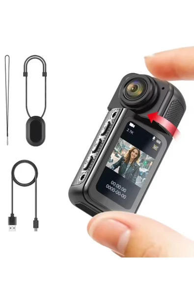S70 Mıknatıslı Yaka Kamerası Hd Kalite, 30 Fps, Kolay Bağlantı, Boyun Askısı 2.7k Siyah - 2