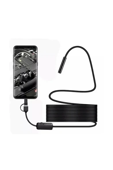 Vtn-02 Endoskop Yılan Video Kamera Led’li 2 Metre 7 Mm Sert Kablo Su Geçirmez - 1