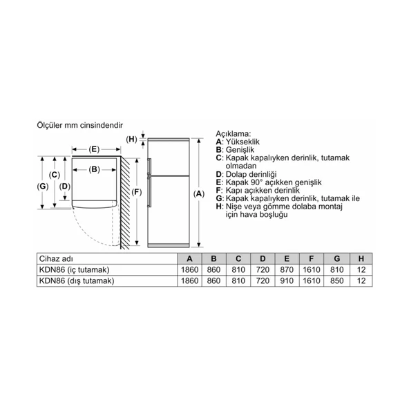 Bosch KDN86AIE0N Üstten Donduruculu No Frost Buzdolabı - Resim 6