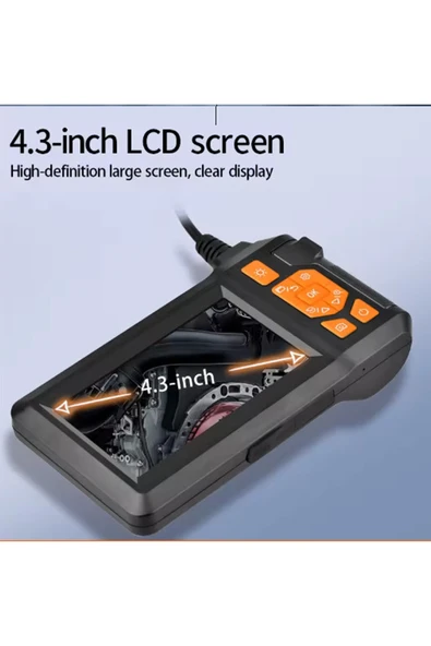 Ekranlı 3 Kameralı 10 Mt Hafıza Kart Destekli Sert Kablo Yılan Endoskop Kamera 8 Mm 4.3 Inc - 4