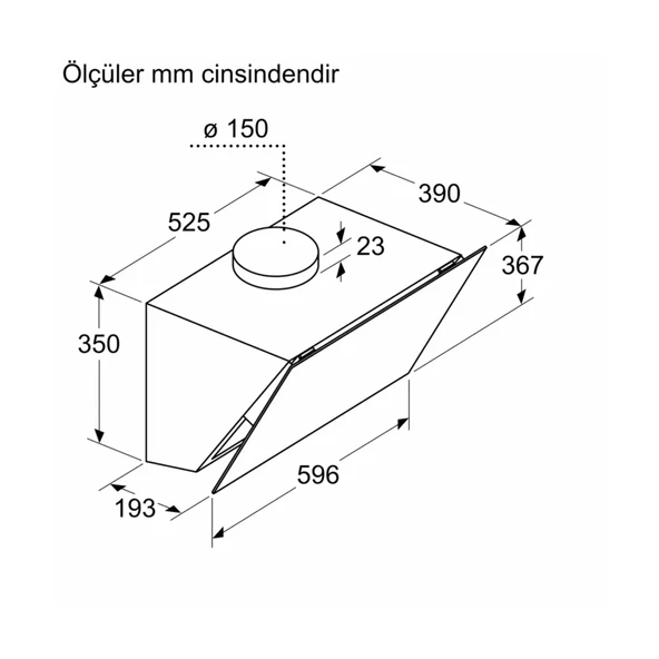 Bosch DWK66PJ60T Siyah Duvar Tipi Davlumbaz - Resim 6