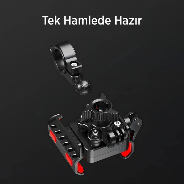 Gidon Bağlantılı 360° Derece Ayarlanabilir 3.5”-7.2” Uyumlu Motosiklet Bisiklet Telefon Tutucu - Resim 3
