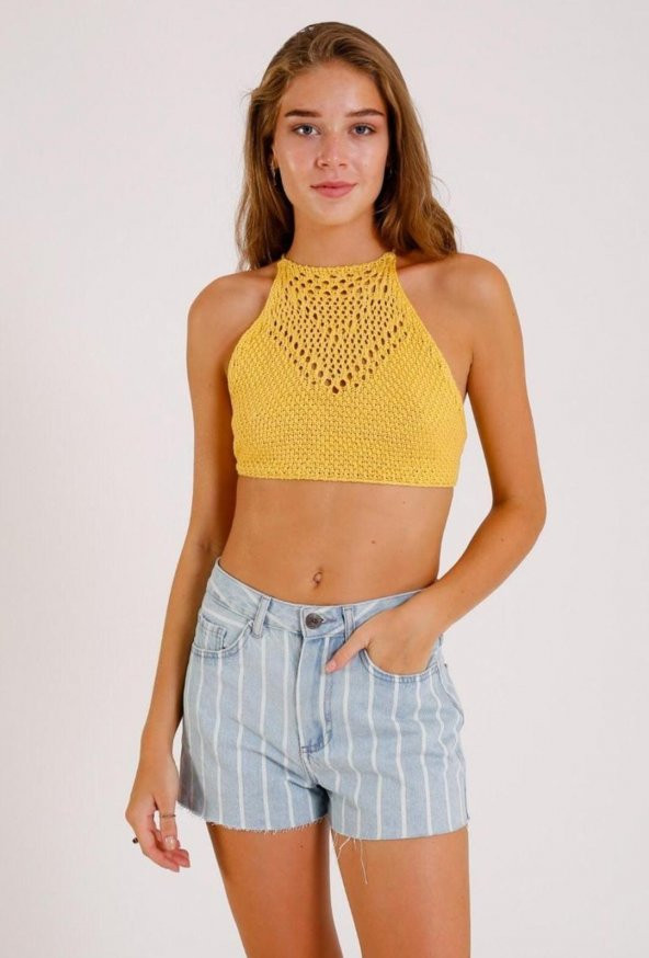 GO ON OUTFIT Kadın Örgü Desenli Triko Büstiyer GOON162 - 3