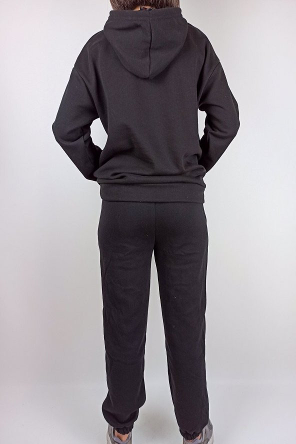 GO ON OUTFIT Kadın Paçası Lastikli Cepli Siyah Eşofman GOON57 - 3