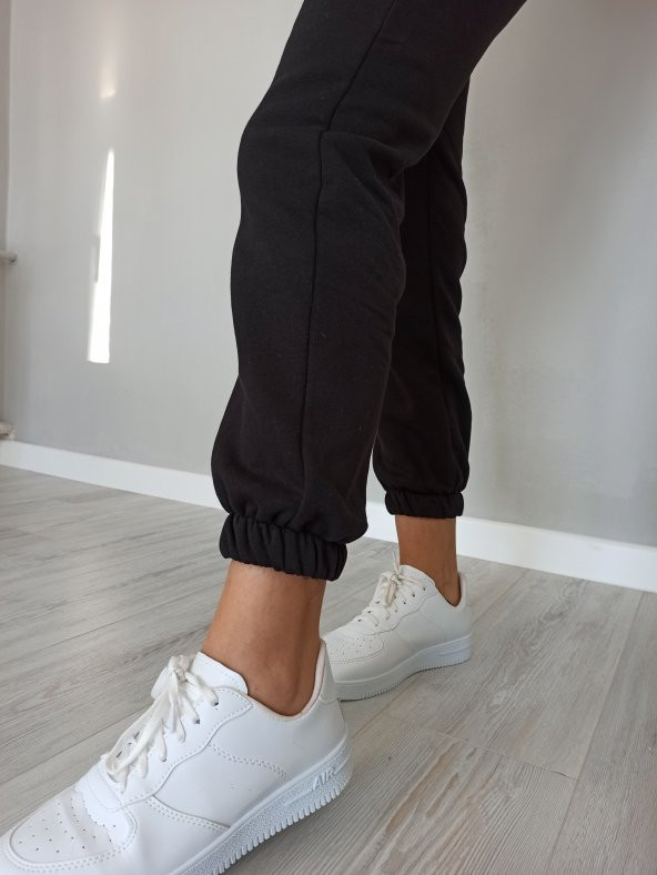 GO ON OUTFIT Kadın Paçası Lastikli Cepli Siyah Eşofman GOON57 - 5