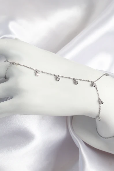 Pirinç Zirkon Taşlı Sallantılı Model Gümüş Renk Kadın Şahmeran - TJ-SN696 ürün görseli 1