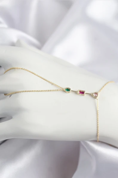 Pirinç Renkli Zirkon Taşlı Model Gold Renk Şahmeran - TJ-SN723 ürün görseli 1