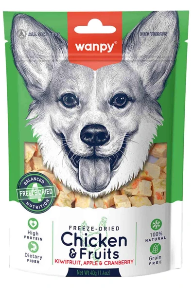 Wanpy Tavuk ve Meyveli Dondurularak Kurutulmuş Köpek Ödül Maması 40gr ürün görseli
