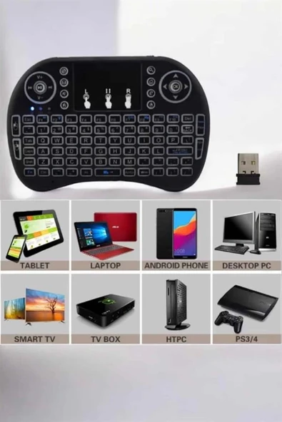 USB Bağlantılı Mini Q Klavye Işıklı Tüm Cihazlara Uyumlu - Resim 4