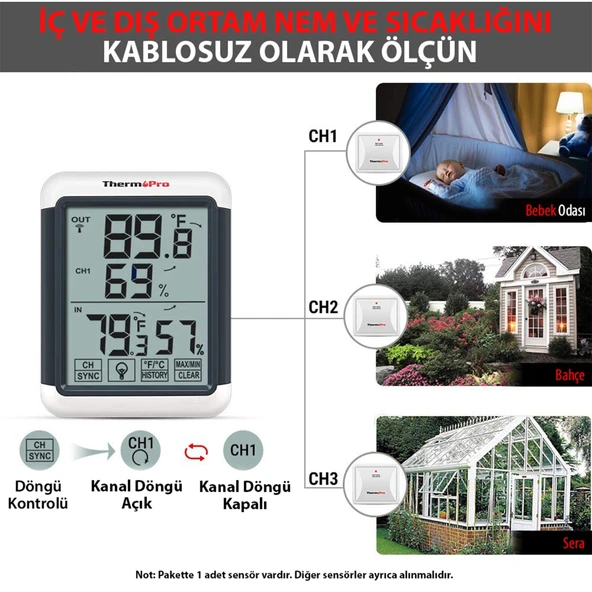 ThermoPro TP65C Termometre İç Mekan Dijital Sıcaklık ve Nem Ölçer - Resim 2