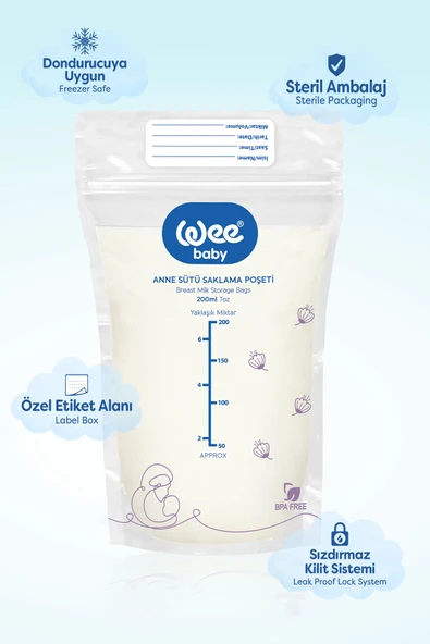 Wee Baby 20'li Anne Sütü Saklama Poşeti (20x12 240 Adet) - 4