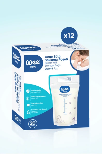 Wee Baby 20'li Anne Sütü Saklama Poşeti (20x12 240 Adet) - 3