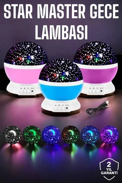 Mavi ve Mor Işıklı Star Master Projeksiyon Lambası - Resim 2