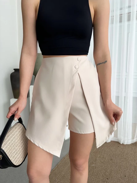 İki düğmeli şort etek S24046 ürün görseli