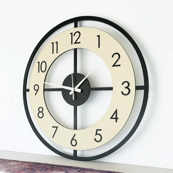 Ahşap Siyah Ceviz Desenli Sessiz Duvar Saati 40 cm Dekoratif Hediyelik - 3