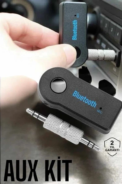 Kablosuz Bluetooth Aux Araç Kiti Siyah Hafıza Kartlı - 2