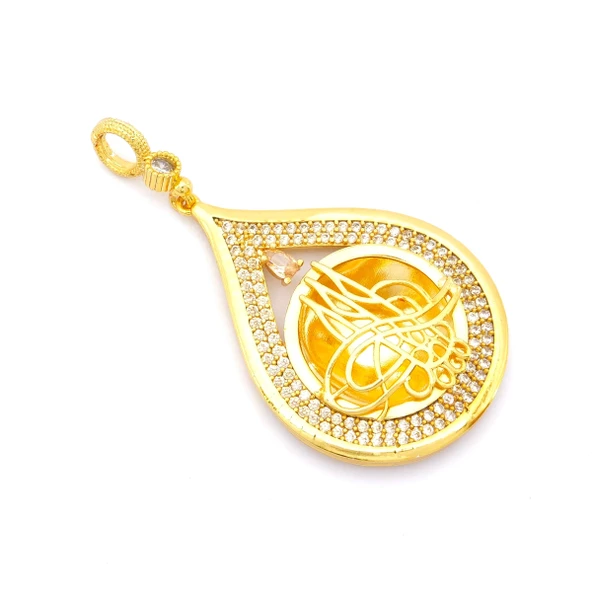 Altın Kaplama Tuğralı Kolye Ucu TGR-719 - Resim 2