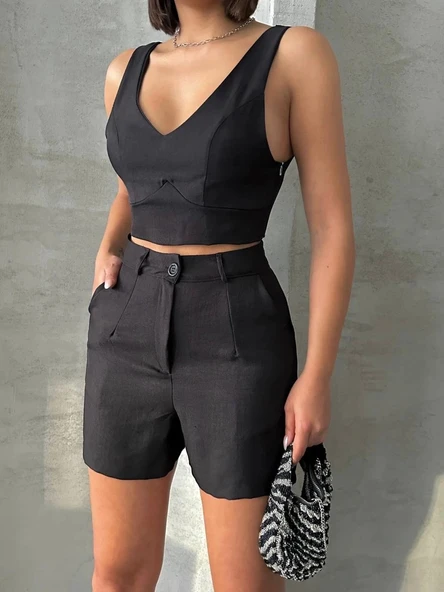 Şortlu keten takım s255014 ürün görseli 1