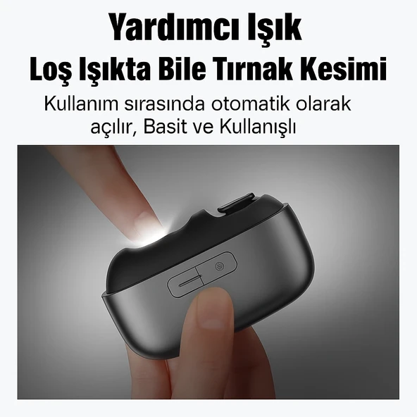 Type-C Şarjlı Elektrikli Tırnak Bakım Seti LED Işıklı, Değiştirilebilir Başlıklar, Uzun Pil Ömrü - 4