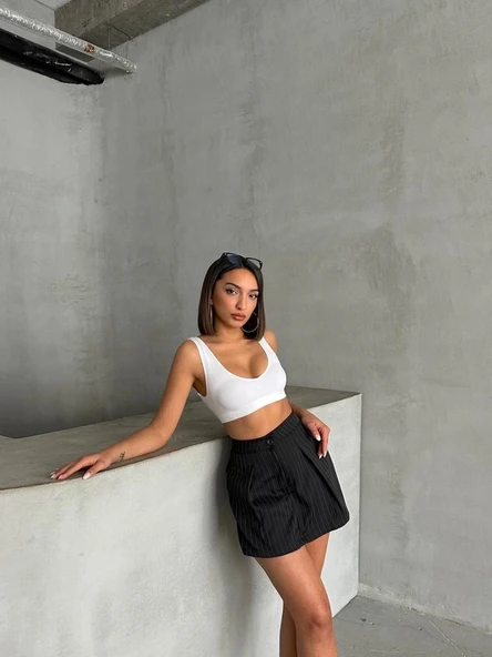 Çizgili şort etek - Resim 4