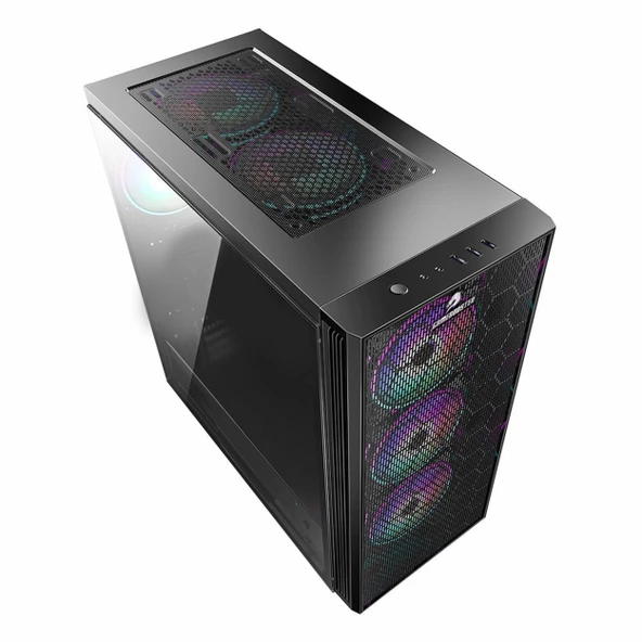 GameBooster GB-X51 USB 3.2 RGB ATX Mid Tower Siyah Kasa - Resim 3