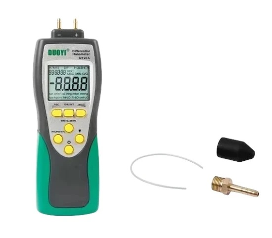 DUOYI DY27A Dijital Diferansiyel Basınç Ölçer Manometre Bar Hassasiyeti 0.001-Hava Basıncı Test Cihazı