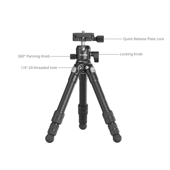 SmallRig 5026 Karbon Fiber Cep Tripod Seti - Resim 4
