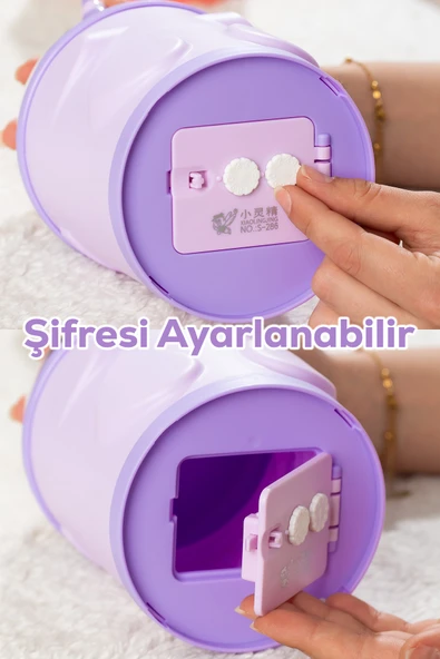 Porsima 044-1 Pvc Şifreli Kilitli Unicorn Kumbara Lila 11x18,5cm - Resim 2