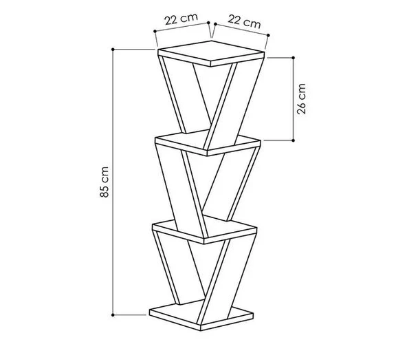 Köşe Duvar Rafı / Kitaplık Atlantik Çam 22x22x85 Modern Minimalist Köşe Duvar Rafı - 3