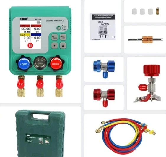 DUOYI DY523 Dijital Soğutma Manifold Metre / Klima Basınç, Vakum ve Sıcaklık Test Cihaz - 2