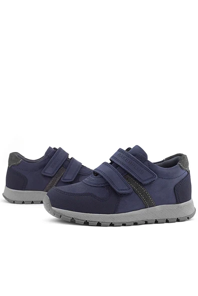 Rakerplus Hakiki Deri Lacivert Cırtlı Çocuk Spor Ayakkabı - Resim 7