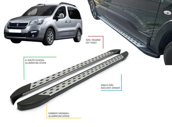 PARTNER TEPEE KISA ŞASE BENEKLİ YAN BASAMAK 2008 2009 2010 2011 2012 2013 2014 2015 2016 2017 2018 ürün görseli 1