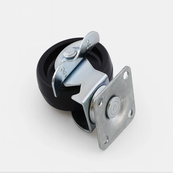Tablalı Dönerli Frenli Mobilya Tekerleği 50 mm Siyah Metal Gövde Dayanıklı Taşıma Kapasiteli Teker - Resim 3