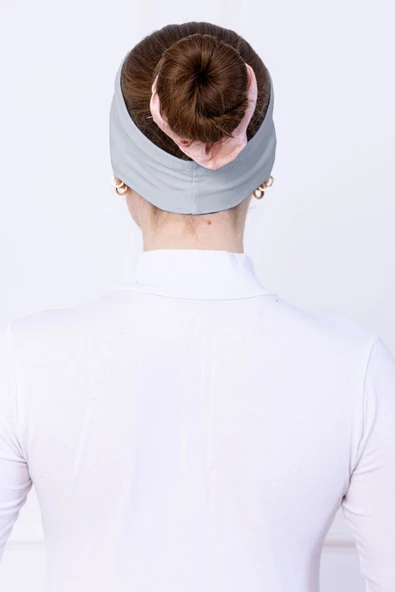 Loggia Kaymayan Silikonlu Bandana Bone - Sportif Saç Bandı-Açık Gri - 6