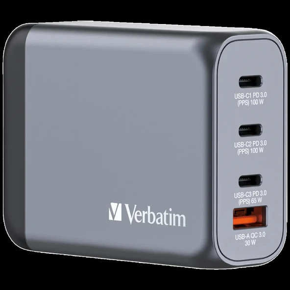 Verbatim 32202 - V GNC-100 GaN Charger 100W 3-USB-C /  1-USB-A  Çıkışa Sahiptir - Resim 3