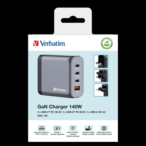 Verbatim 32203 - V GNC-140 GaN Charger 140W 3-USB-C / 1-USB-A  Çıkışa Sahiptir - Resim 4