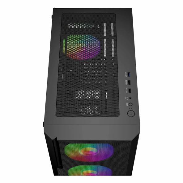 GameBooster Crux GB-E650B 650W 80+ White USB 3.2 LED eATX Mid Tower Siyah Kasa - Resim 2